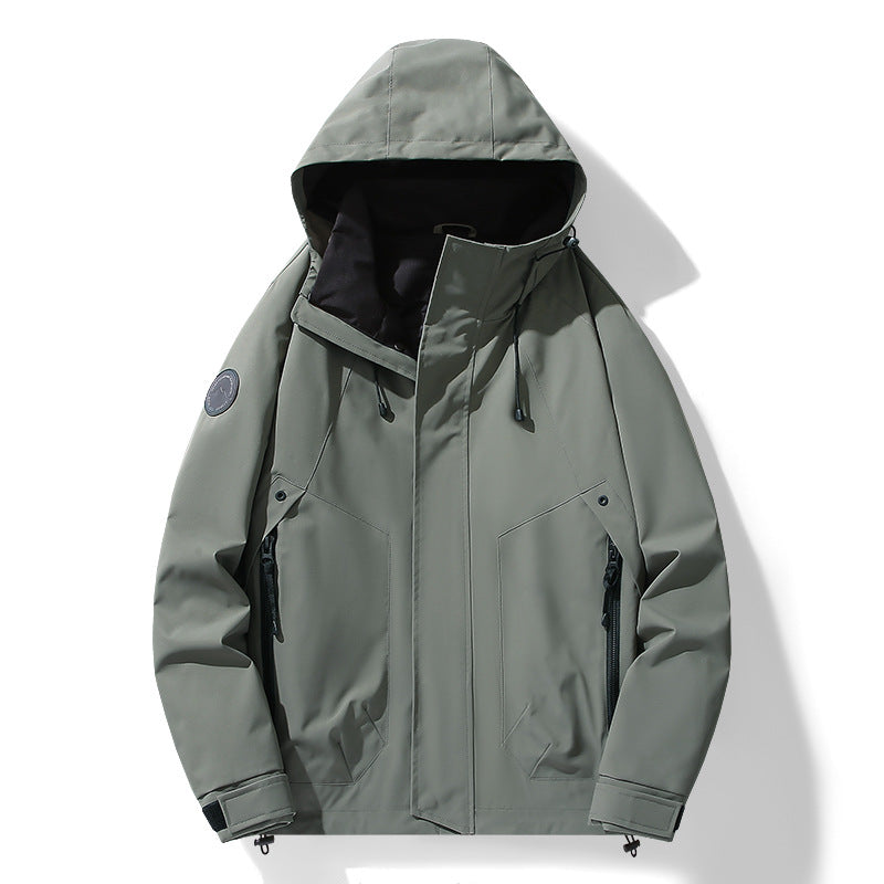 Herren Multifunktionale Softshell-Parka mit verstellbarer Kapuze, wind- und wasserabweisender Membran Drune