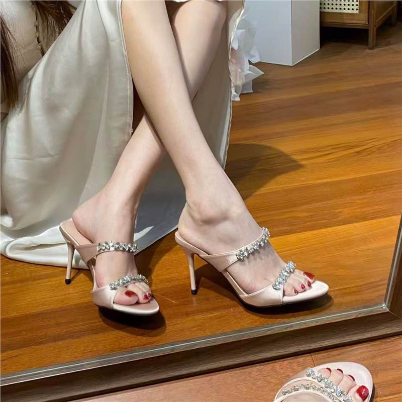 Damen elegante Absatzsandalen mit Strassverzierungen Drune