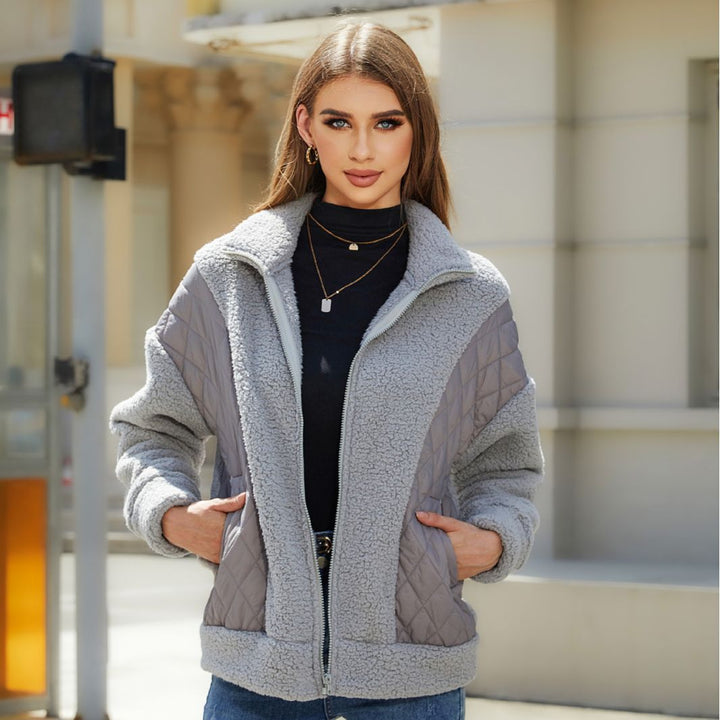 Damen Kuschelige Fleecejacke mit Steppdetails und praktischen Taschen Drune