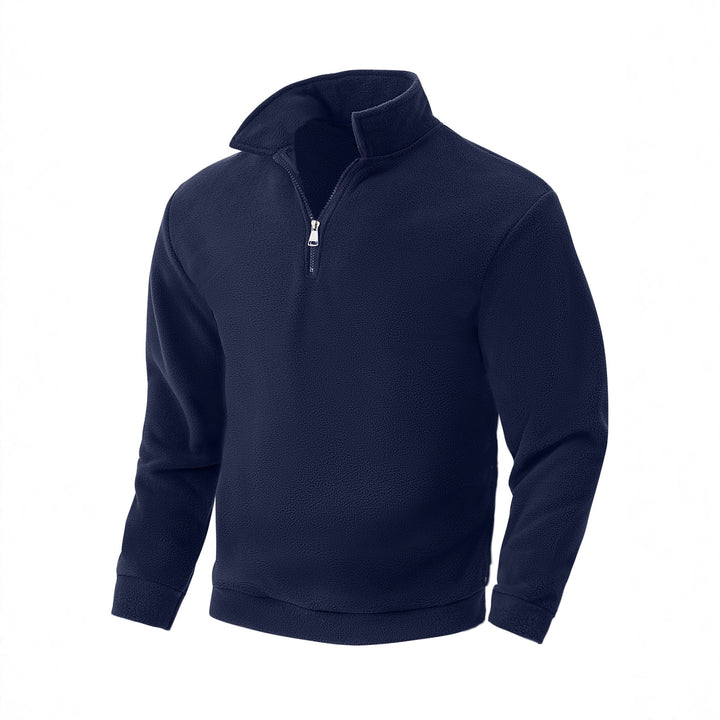 Herren Fleece-Halbzip-Pullover mit Stehkragen, weichem Teddy-Fleece und elastischen Bündchen Drune