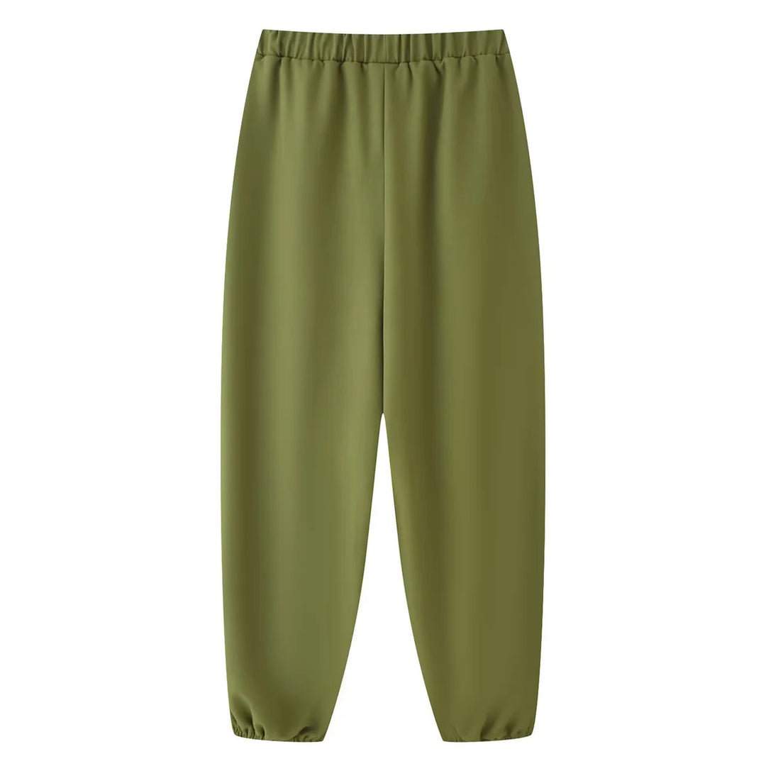 Damen nan lockere Highwaist-Jogginghose mit elastischem Bund und gerafften Knöchelabschlüssen Drune