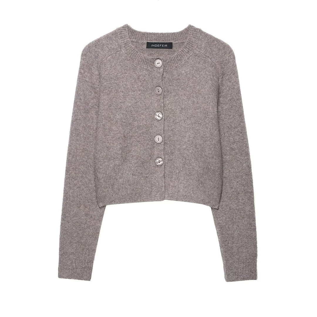 Damen Kurzstrickjacke mit Knopfdetails Drune
