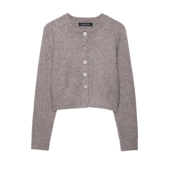 Damen Kurzstrickjacke mit Knopfdetails Drune