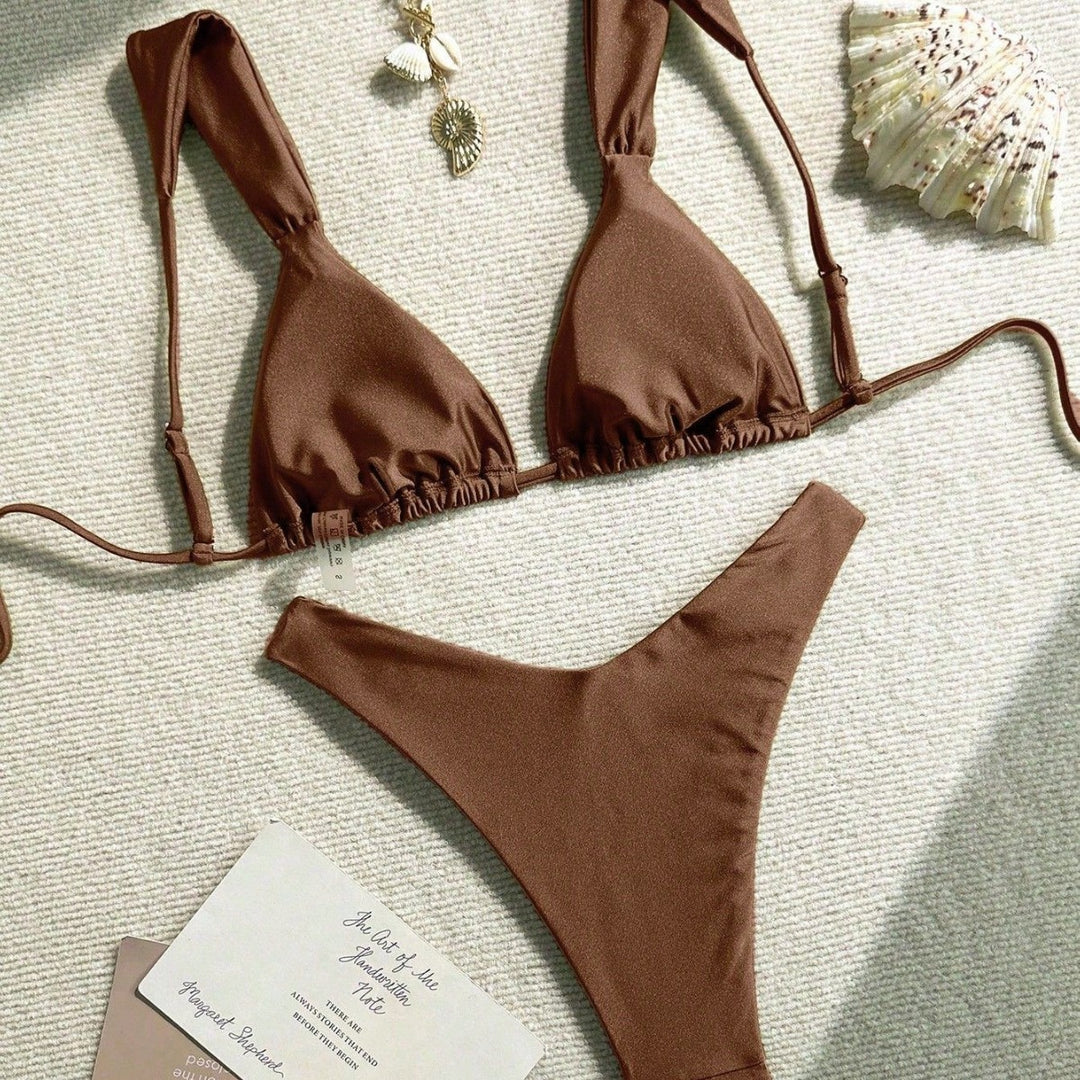 Damen Triangel-Bikini mit dekorativen Muschelverzierungen Drune