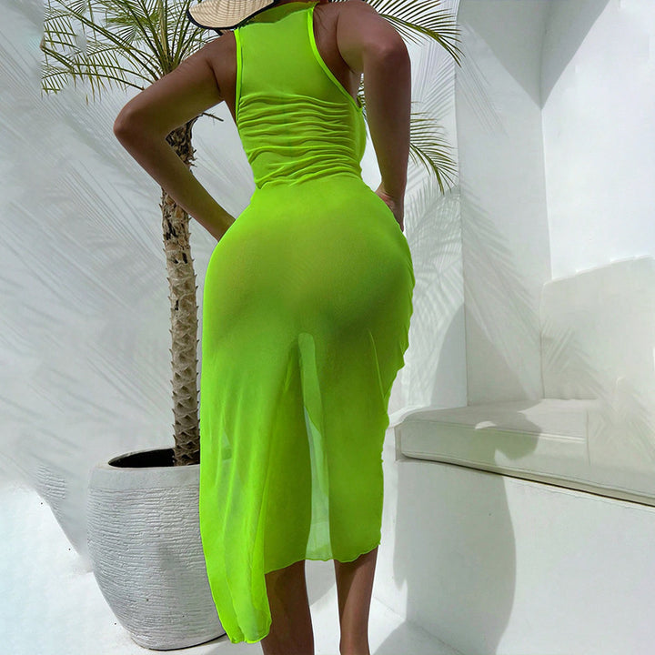 Damen Maxi-Kleid mit asymmetrischem Schnitt und Rüschendetails Drune