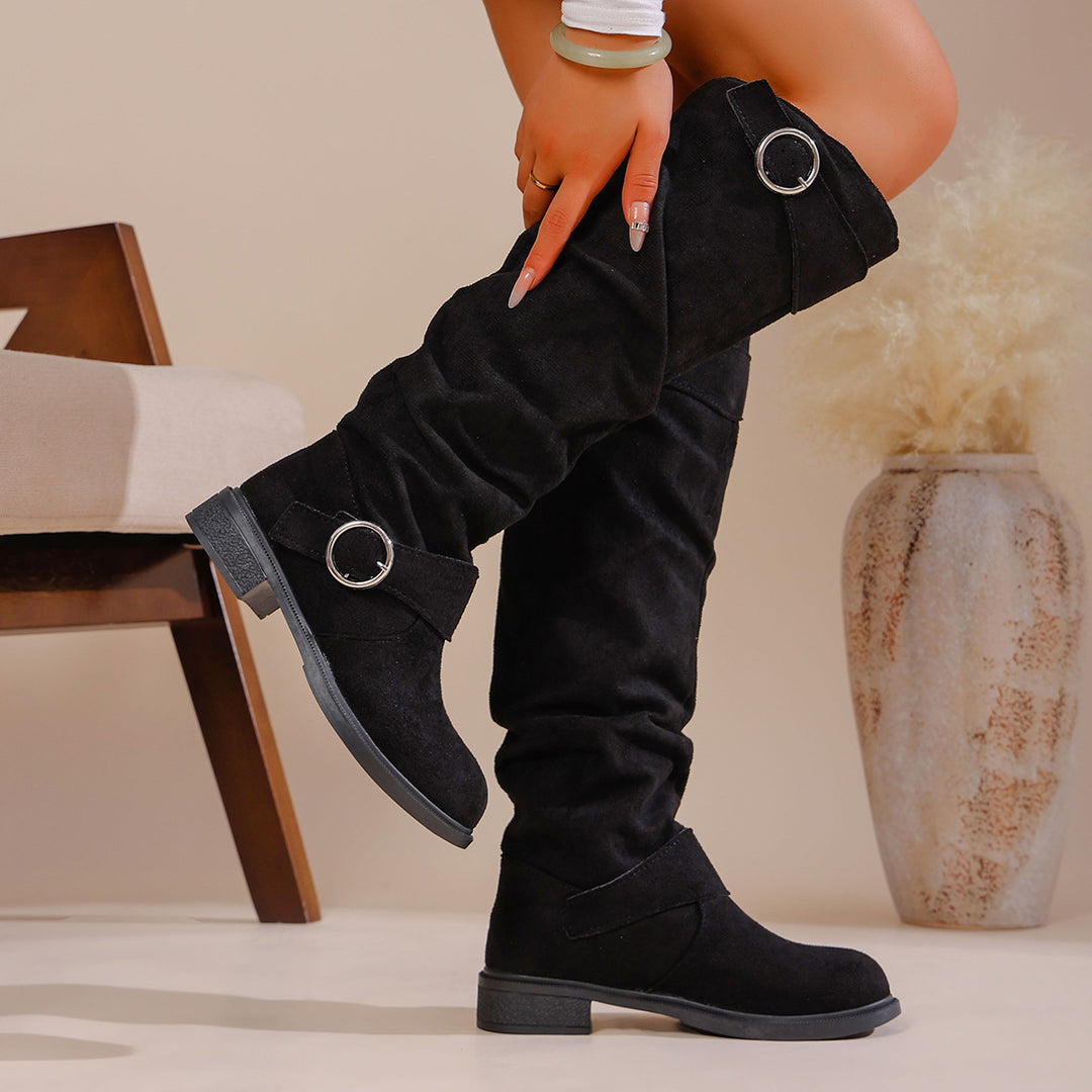 Damen Modische Overknee-Stiefel aus weichem, elastischem Material Drune