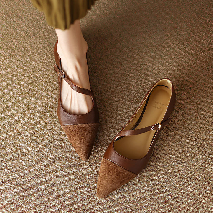Damen Slingback Ballerinas mit klassischem Riemchen und spitzem Design Drune