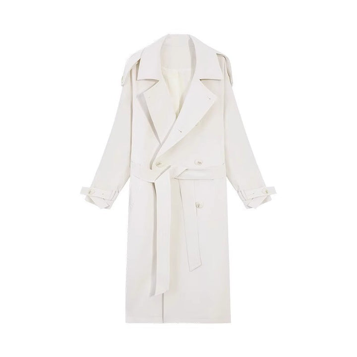 Damen Langer Oversize-Trenchcoat mit Ballonärmeln und Bindegürtel Drune