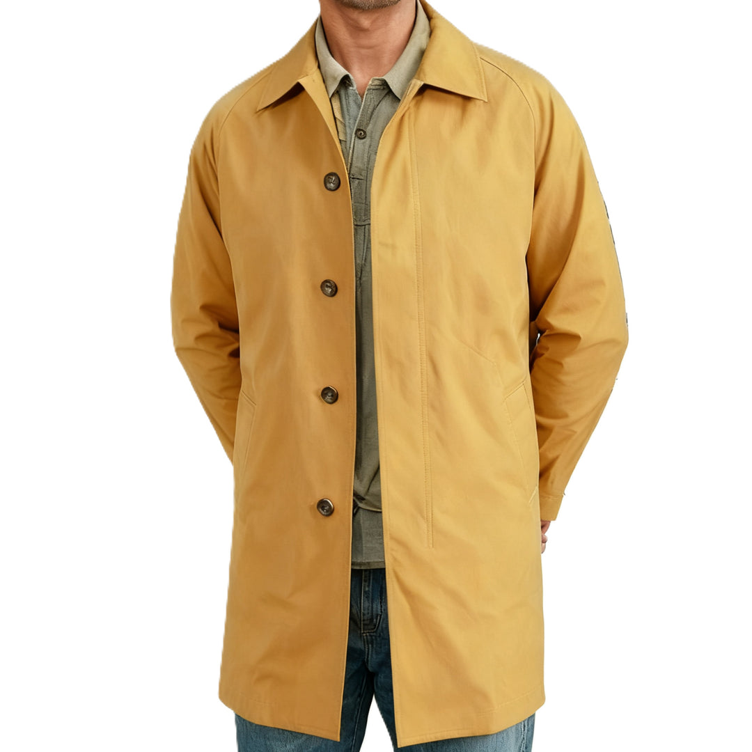 Herren mittellanger Carcoat mit Umlegekragen und verdeckter Knopfleiste Drune