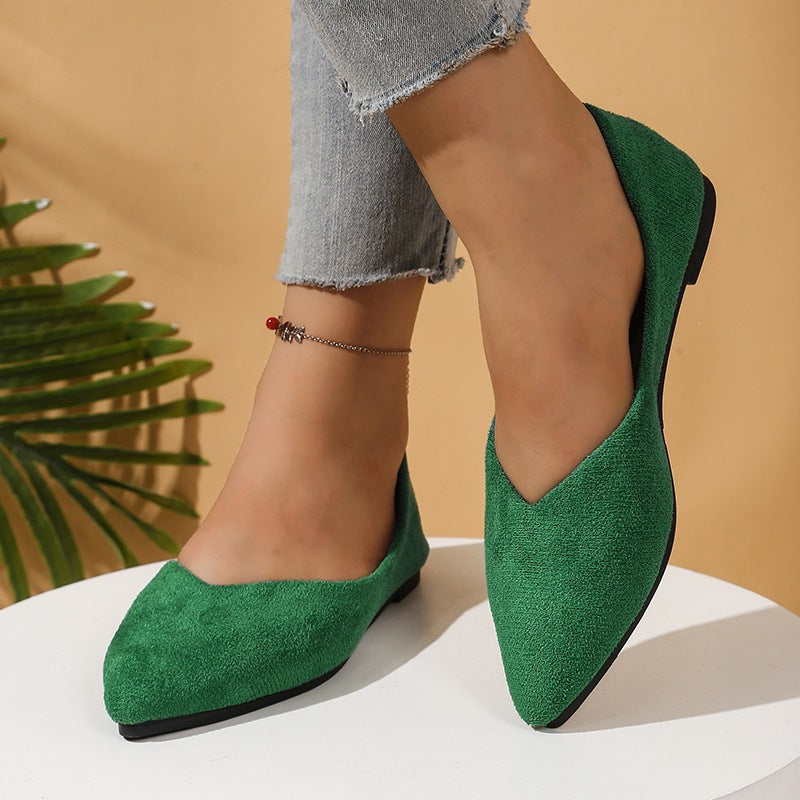 Damen nan spitze Ballerina-Slipper aus Veloursoptik mit gepolsterter Komfortinnensohle Drune