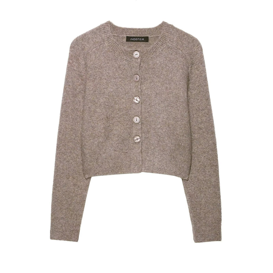 Damen cropped Strickjacke mit Knopfverschluss Drune