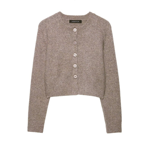 Damen cropped Strickjacke mit Knopfverschluss Drune
