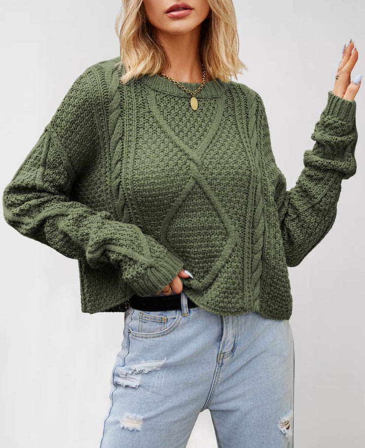 Damen Grobstrickpullover mit strukturiertem Zopfmuster Drune