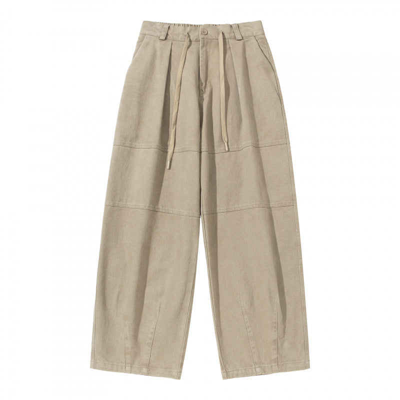 Damen Weite High‑Waist Plissierte Culotte‑Hose mit Kordelzug und Teilungsnähten Drune