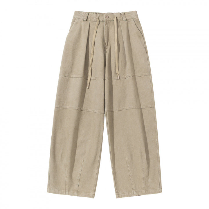 Damen Weite High‑Waist Plissierte Culotte‑Hose mit Kordelzug und Teilungsnähten Drune