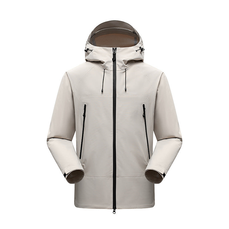 Herren Minimalistische technische dreilagige Softshelljacke mit versiegelten Nähten und wasserdichtem Frontreißverschluss Drune