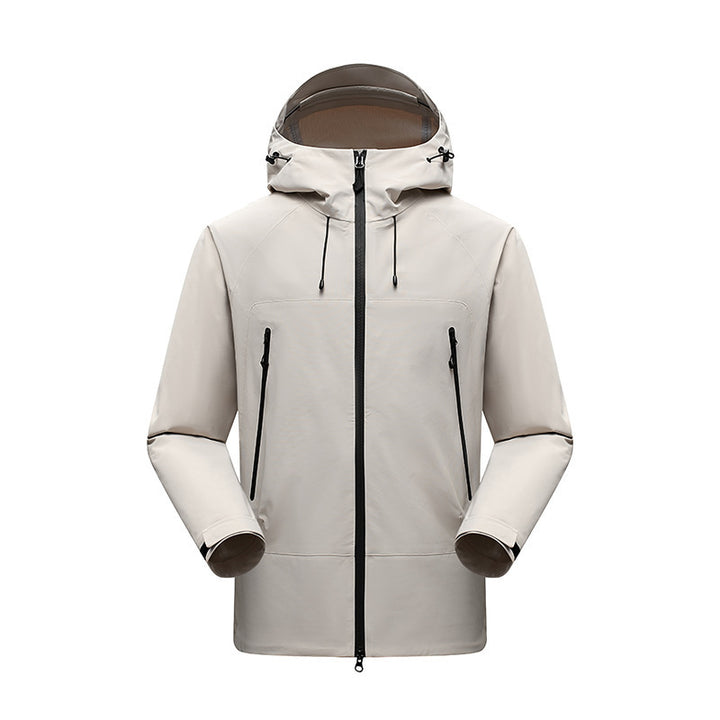Herren Minimalistische technische dreilagige Softshelljacke mit versiegelten Nähten und wasserdichtem Frontreißverschluss Drune