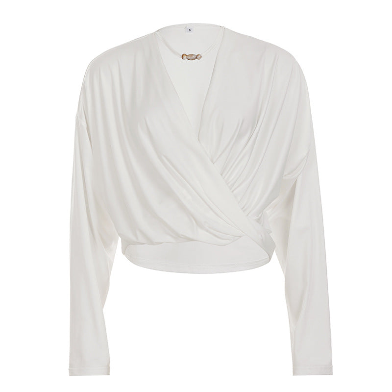 Damen nan Wickel-Cropped-Longsleeve mit Drapierter Front und taillierter Schnittführung Drune