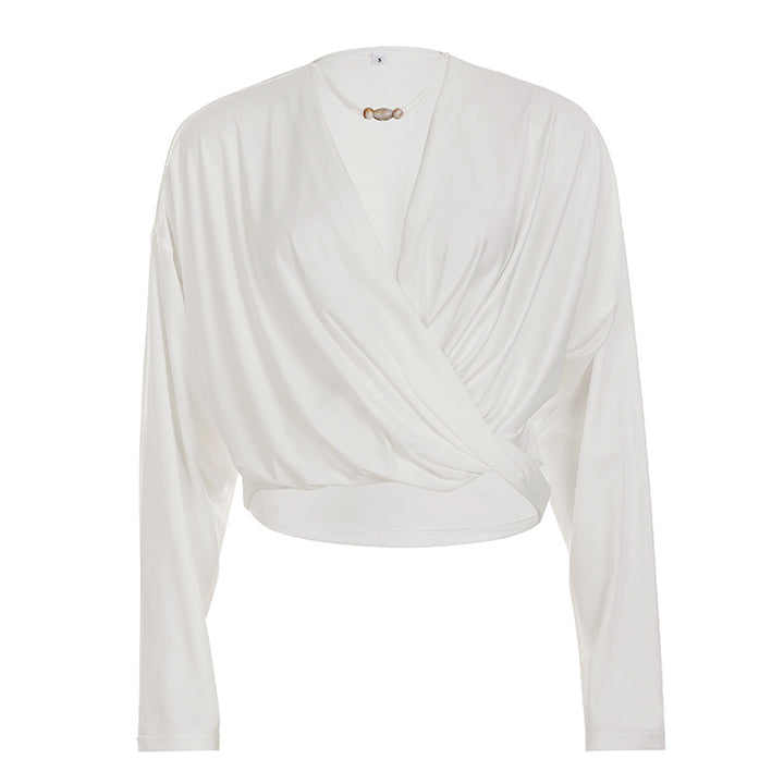 Damen nan Wickel-Cropped-Longsleeve mit Drapierter Front und taillierter Schnittführung Drune