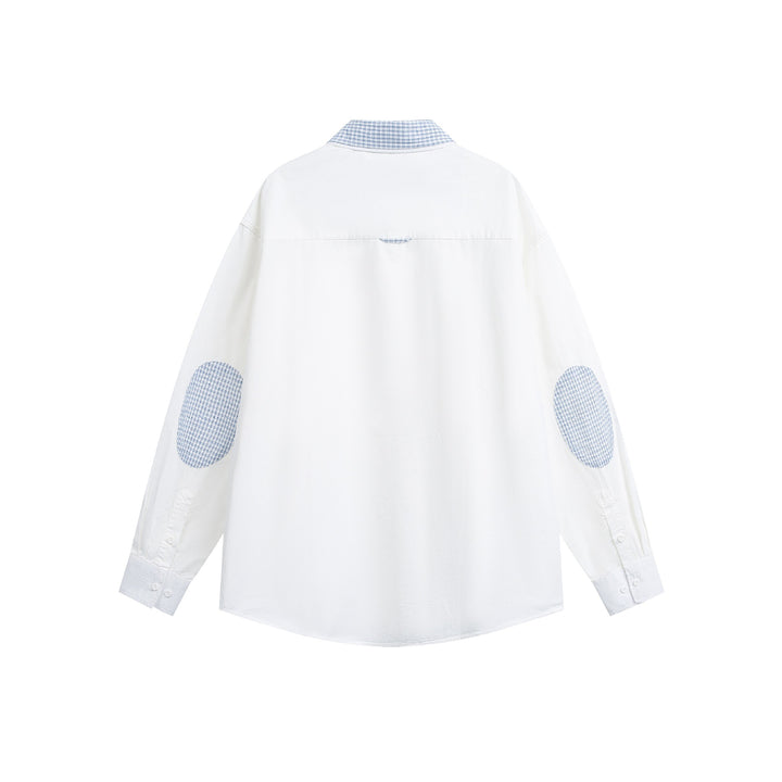 Unisex Oversize Baumwollhemd mit kontrastierendem Karokragen und Brusttasche Drune
