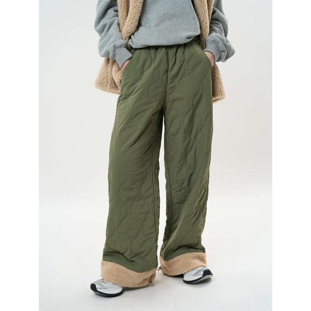 Damen Gesteppte Palazzohose mit Teddy‑Bündchen und Kordelzug Drune