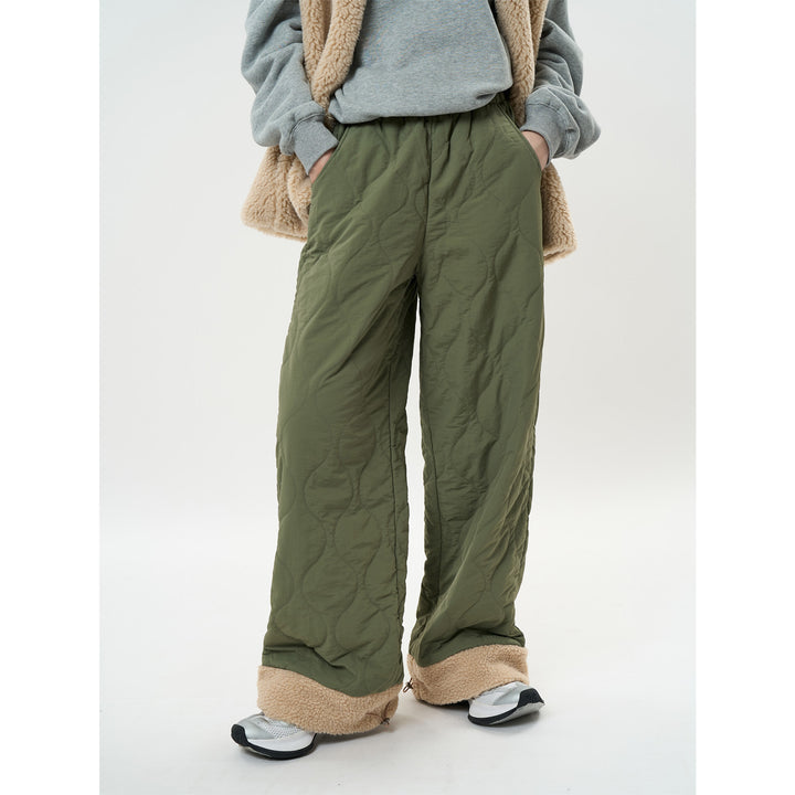 Damen Gesteppte Palazzohose mit Teddy‑Bündchen und Kordelzug Drune