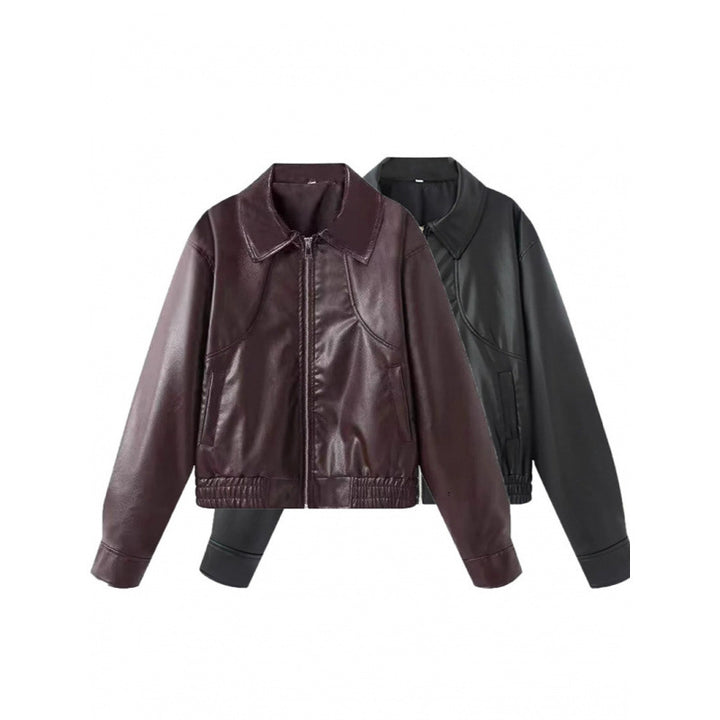 Damen modische Kunstlederjacke mit raffinierter Passform Drune