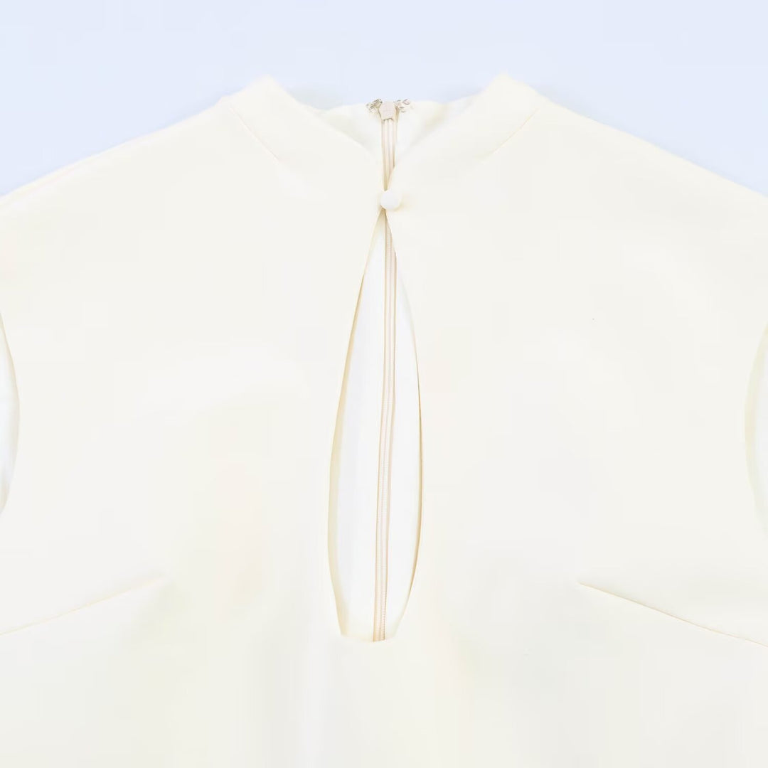 Damen figurbetontes Sommerkleid mit V-Ausschnitt und Rückenschlitz Drune