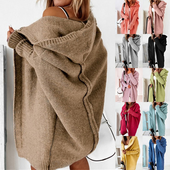 Damen Longline Kapuzen-Strickcardigan mit offener Front Drune