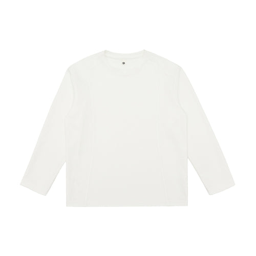 Damen Feines Baumwoll-Langarmshirt mit geradem Saum und Ziernaht-Detail Drune