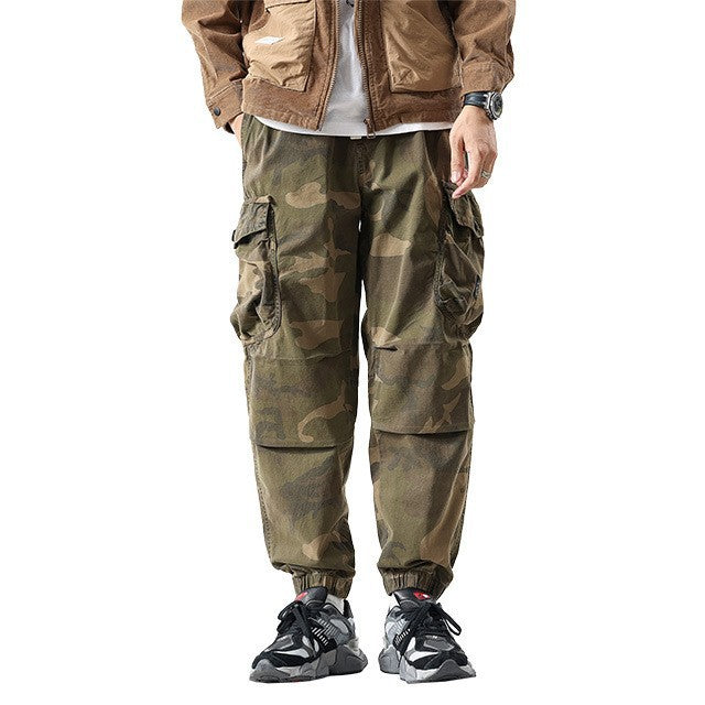 Herren Cargo-Joggerhose mit verstärkten Knien, Multifunktions-Taschen und Kordelbund Drune