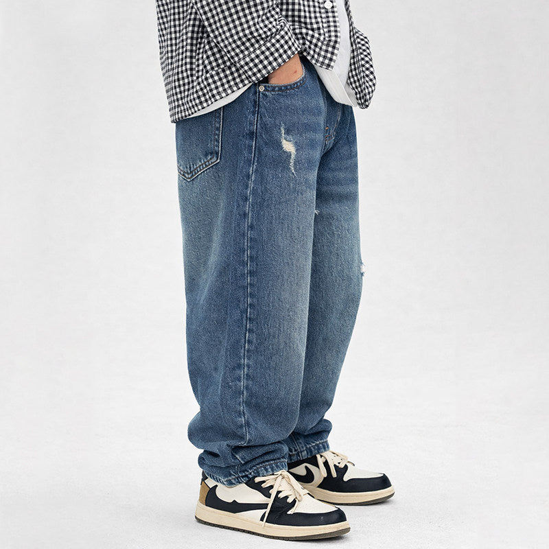 Unisex lässige weit geschnittene Jeans mit elastischem Bund Drune