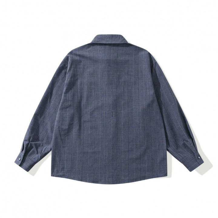 Unisex Oversize-Hemd aus strukturierter Wollmischung mit Karomuster und dekorativer Brusttasche Drune