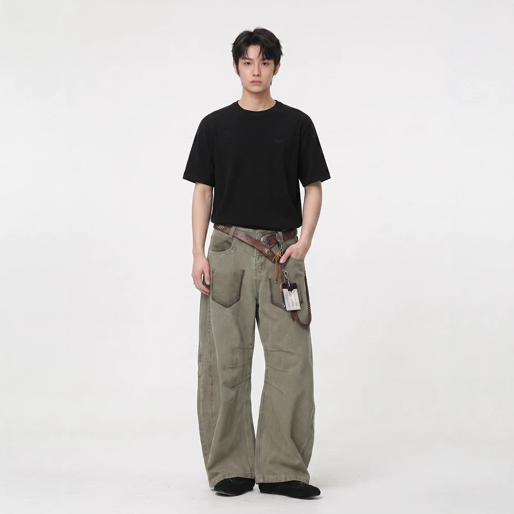 Unisex Oversized Baumwoll-T-Shirt mit Rundhalsausschnitt und verlängertem Saum Drune