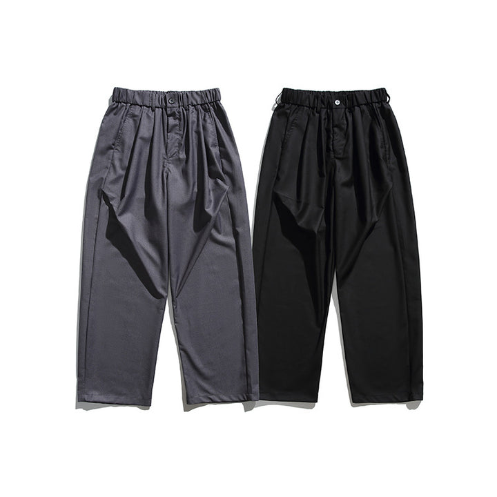 Herren Weite Bundfalten-Hose mit elastischem Tunnelzugbund und Cropped-Schnitt Drune