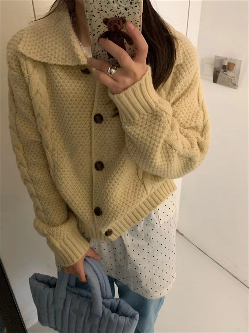 Damen gestrickte Oversized-Jacke mit Zopf- und Strukturdesign Drune