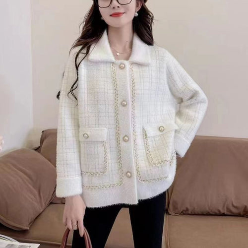 Damen elegante Jacke mit zeitlosem Hahnentrittmuster Drune