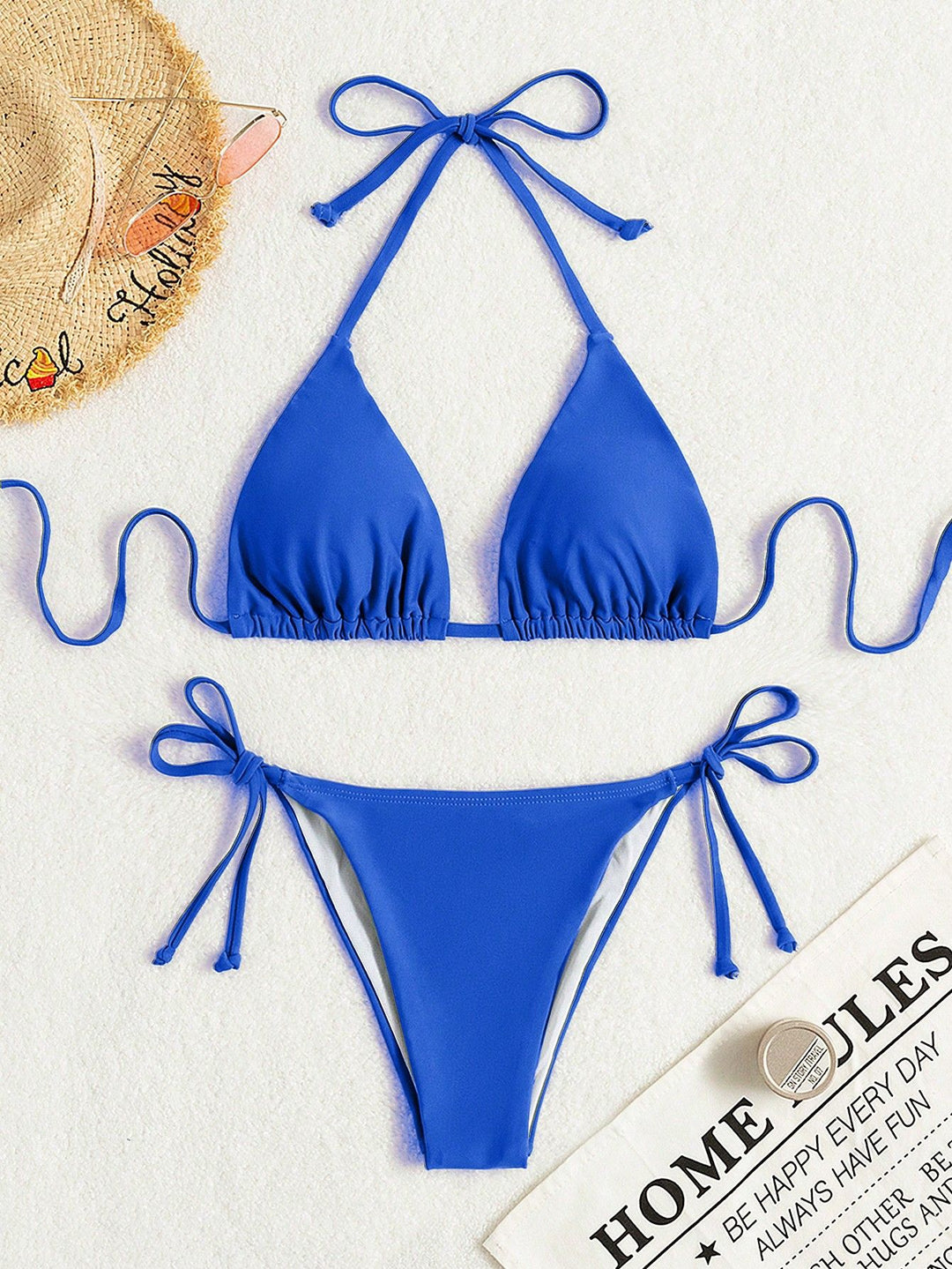Damen Triangel-Bikini mit verstellbaren Bändern und elastischem Taillenbund Drune