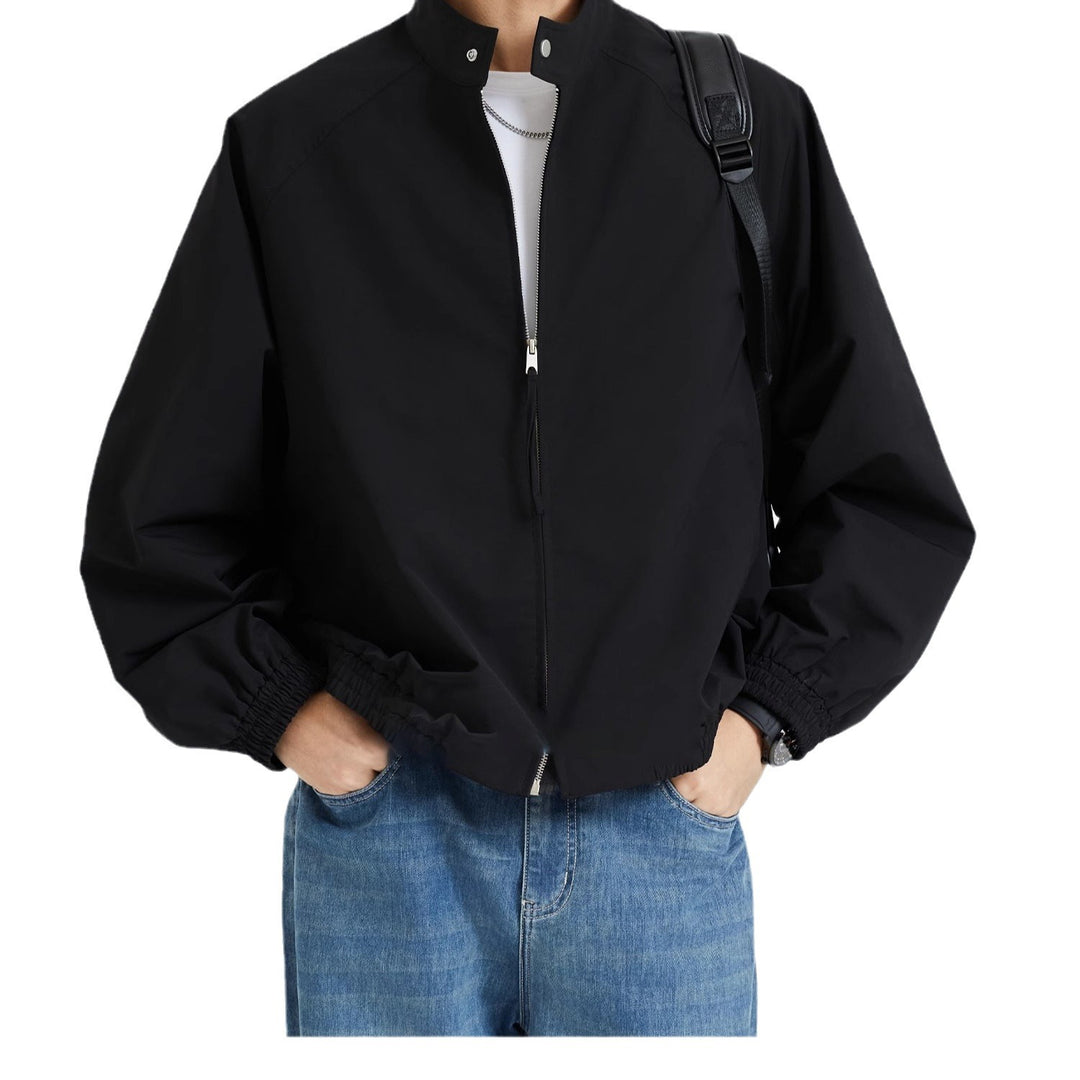 Herren leichte oversized Bomberjacke mit Stehkragen und elastischen Bündchen Drune