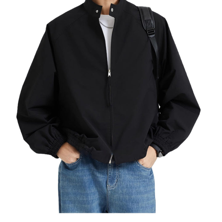 Herren leichte oversized Bomberjacke mit Stehkragen und elastischen Bündchen Drune