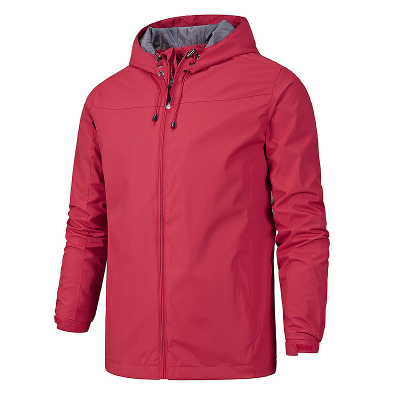 Herren ultraleichte packbare Regenjacke mit verstellbarer Kapuze und elastischen Manschetten Drune