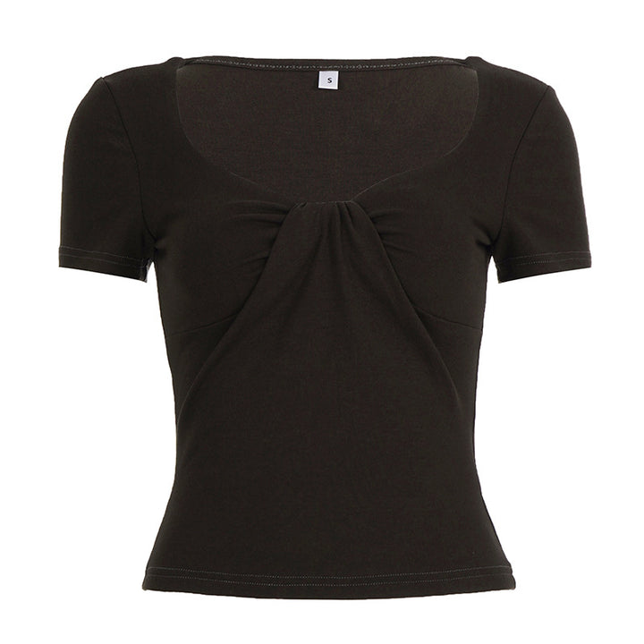 Damen figurbetontes T-Shirt mit Knotendetail Drune