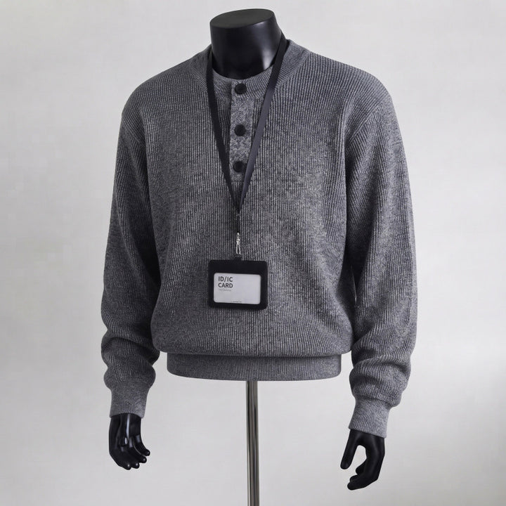 Herren Grobstrickpullover mit Knopfleiste Drune