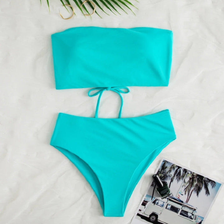 Damen Bandeau-Bikini mit hochgeschnittenem Unterteil Drune