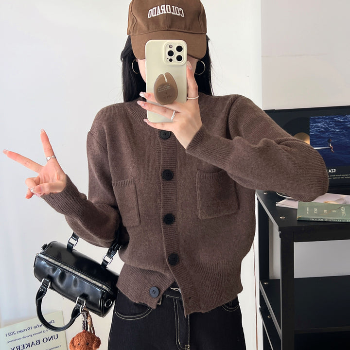 Damen Strickjacke mit praktischen Taschen und Knopfverschluss Drune