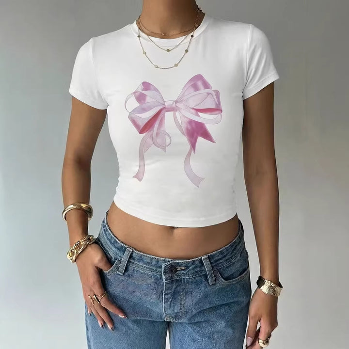 Damen Crop-Top mit zartem Schleifenmotiv Drune