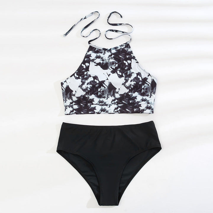 Damen Sportlicher Bikini-Top mit hohem Kragen Drune