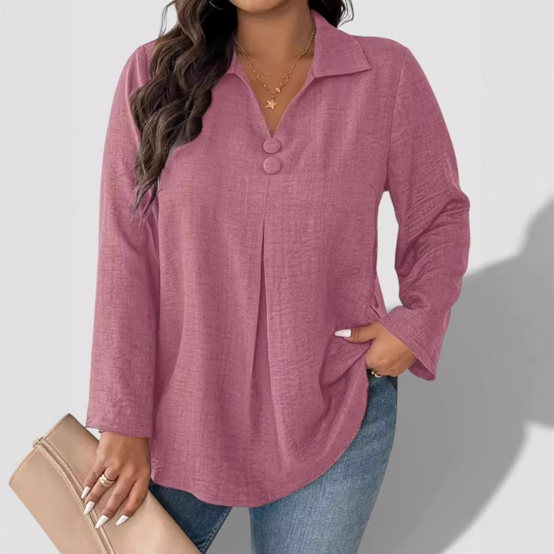 Damen Eleganter Langarmshirt mit Knopfdetails