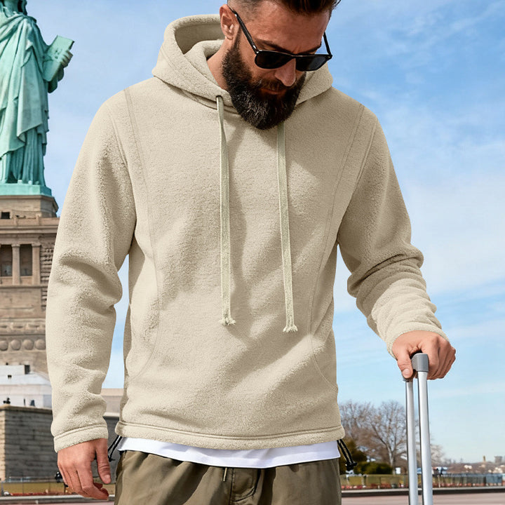 Herren Fleece-Hoodie mit Teddystruktur, Kapuze und entspannter Passform Drune