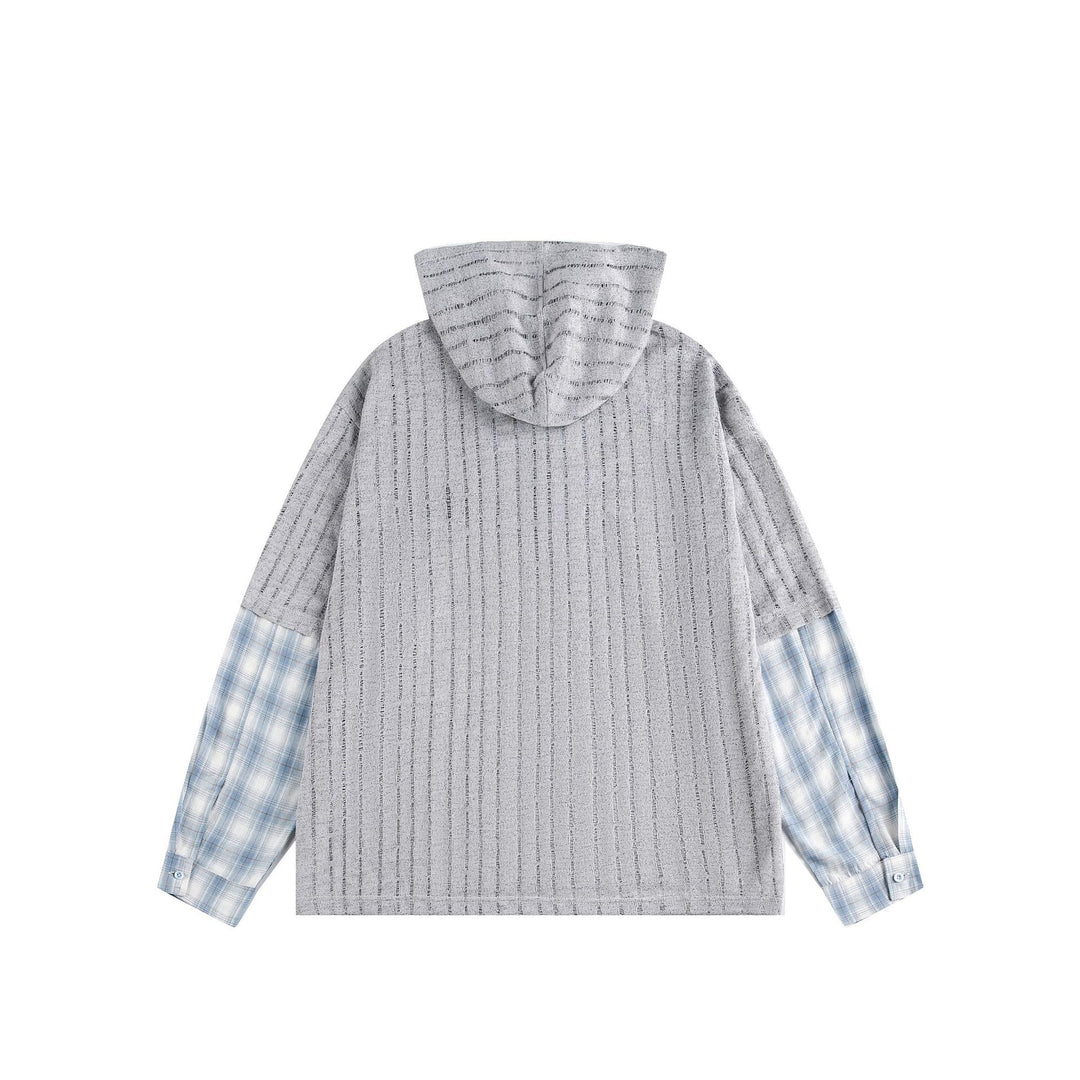 Unisex Lässiger Kapuzenpullover im Layering-Look mit Schnür‑V‑Ausschnitt Drune
